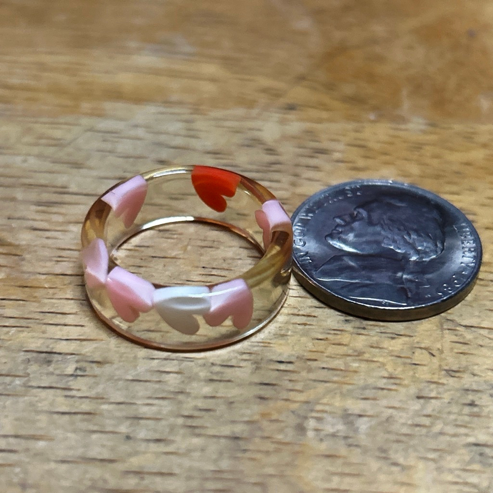 Unbranded Resin Heart Ring Women's Clear Pink One Size - Picture 2 of 2